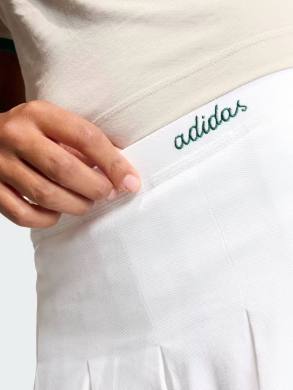 adidas White Tennis Skort with Green Script Logo